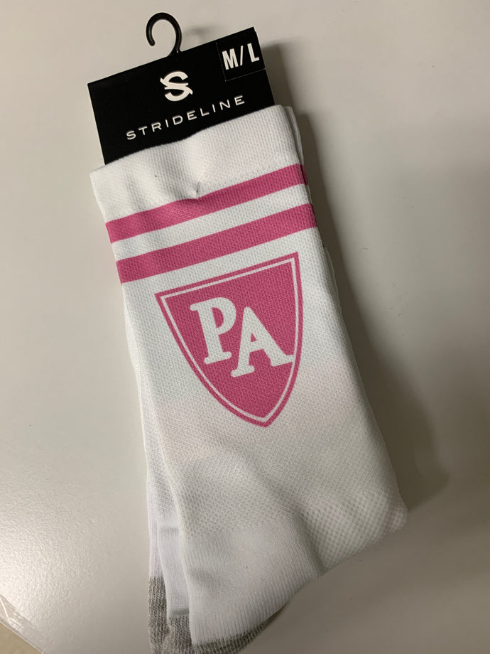 Socks Strideline White Classic - Pink Stripes/PA Shield