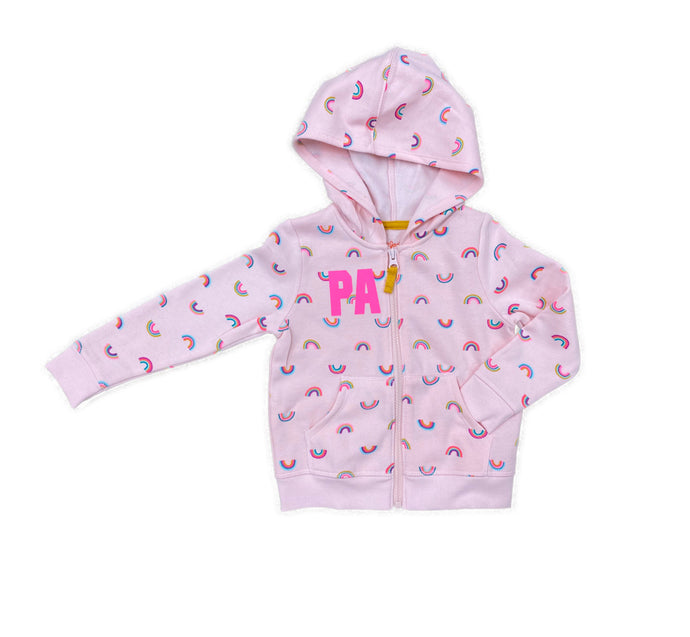 Toddler Girls' Fleece Zip-Up Hoodie-Pink Rainbow